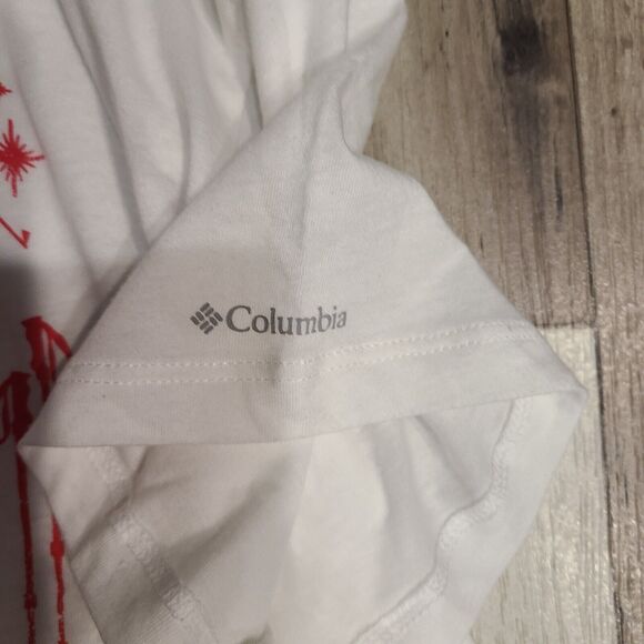 Columbia Lookout Ridge Short Sleeve Tee White Red Graphic Women Size XL - Picture 5 of 8